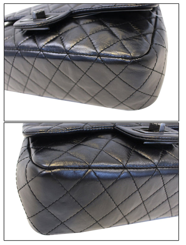 CHANEL Black Metallic Reissue 2.55 Leather Flap Bag