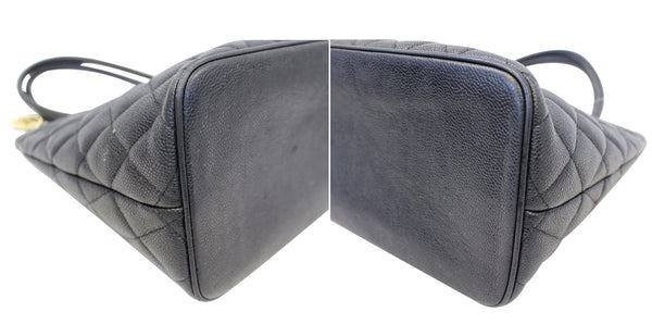 CHANEL Medallion Quilted Caviar Leather Tote Bag Black-US