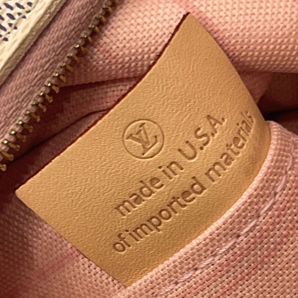 LOUIS VUITTON Neverfull MM Damier Azur Pochette Wristlet Pouch Rose Ballerine