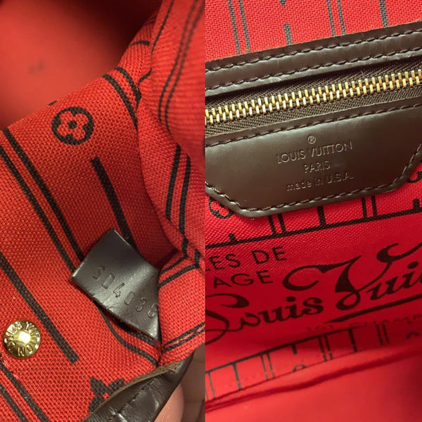 LOUIS VUITTON Neverfull PM Damier Ebene Tote Shoulder Bag Brown