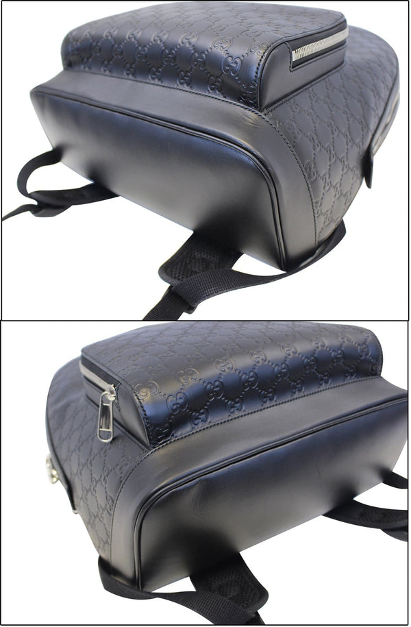 GUCCI Signature Leather Black Backpack Bag 406370