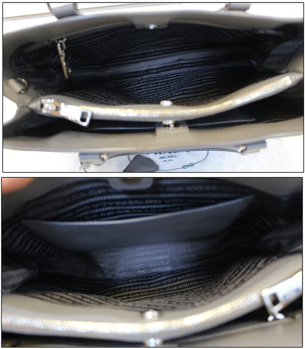 Prada Saffiano Executive Dark Grey Tote Shoulder Bag