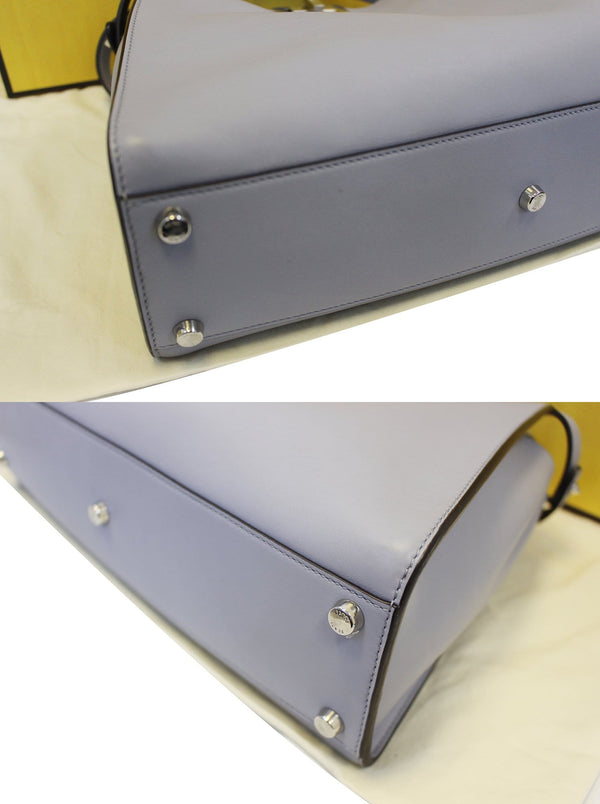 FENDI Peekaboo Essential Slate and Dark Blue Leather Shoulder Handbag