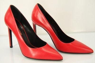 Saint Laurent Classic Paris 105 Leather Pointed Toe Size 38 Nib Red Pumps - Final Call