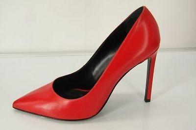 Saint Laurent Classic Paris 105 Leather Pointed Toe Size 38 Nib Red Pumps - Final Call