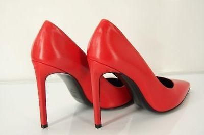 Saint Laurent Classic Paris 105 Leather Pointed Toe Size 38 Nib Red Pumps - Final Call