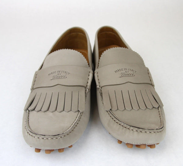 $645 NIB Gucci 337066 Men's Suede Driver Loafers Fringe Moccasins 9.5 G / US 10 - Dallas Designer Handbags