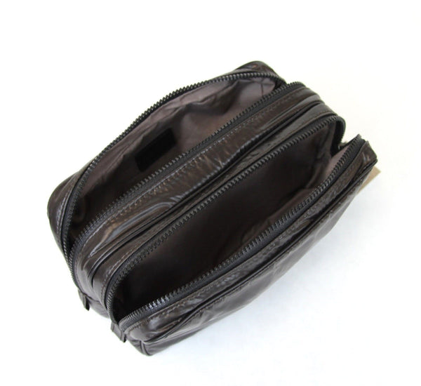 $695 NWT Bottega Veneta 245371 Men's Brown Nylon Small Travel Case Pouch Bag - Dallas Designer Handbags