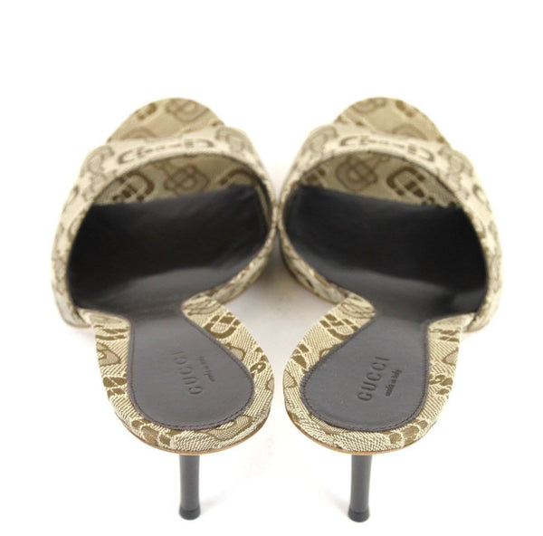 Gucci Sandals Beige Canvas Horsebit - Gucci Women - back view