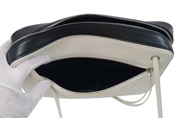 Authentic Celine Nappa Side lock Calfskin Leather Black/White Tote HandBag TT342 - Dallas Designer Handbags