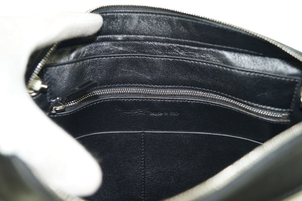 Authentic Celine Nappa Side lock Calfskin Leather Black/White Tote HandBag TT342 - Dallas Designer Handbags