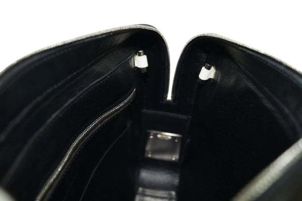 Authentic Celine Nappa Side lock Calfskin Leather Black/White Tote HandBag TT342 - Dallas Designer Handbags