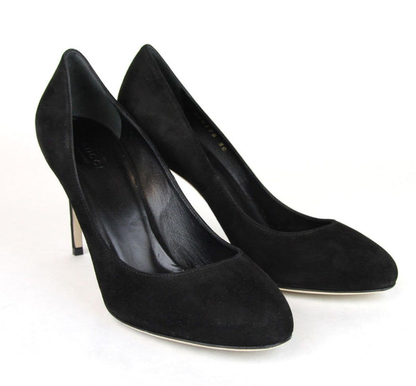 Gucci Heels Black Suede Interlocking - 100% Authentic leather