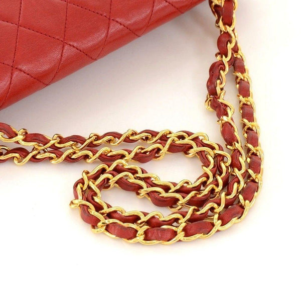 Vintage CHANEL 2.55 10inch Double Flap Red Quilted Leather Shoulder Bag