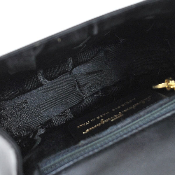 Salvatore Ferragamo Gancini Chain Black Gold Shoulder Bag