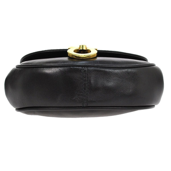 Salvatore Ferragamo Gancini Chain Black Gold Shoulder Bag