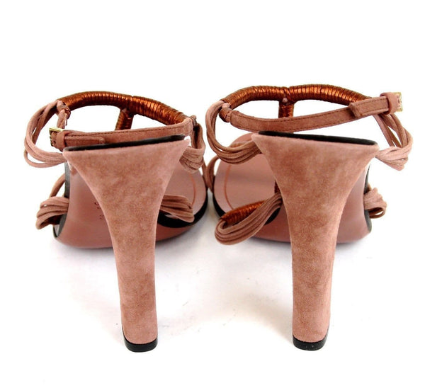 $750 NIB Gucci 309668 Rose Anita Metallic Leather/Suede Sandals EU 40 / US 10 - Dallas Designer Handbags