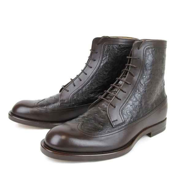 Gucci Men's Ostrich Leather Lace-up Ankle Boots - Men's collection