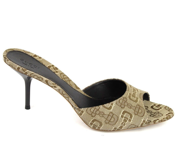 Gucci Sandals Beige Canvas Horsebit - Gucci Women - side view