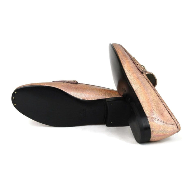 Gucci Authentic Salmon Crackled Leather Shoe For Women - bottom view