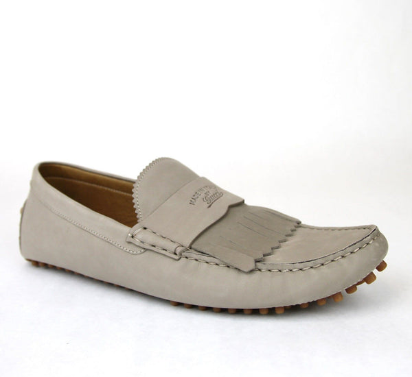 $645 NIB Gucci 337066 Men's Suede Driver Loafers Fringe Moccasins 9.5 G / US 10 - Dallas Designer Handbags