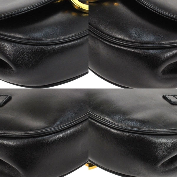 Salvatore Ferragamo Gancini Chain Black Gold Shoulder Bag