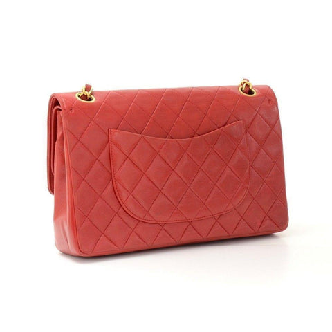 Vintage CHANEL 2.55 10inch Double Flap Red Quilted Leather Shoulder Bag