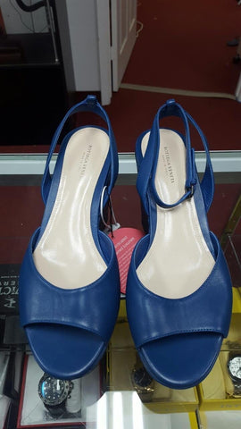 Bottega Veneta Sandals Women's Blue Leather Woven Wedge - front view