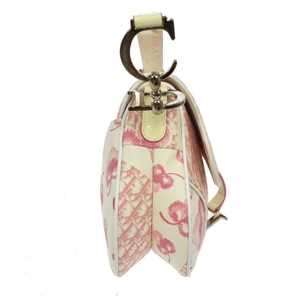 Christian Dior Saddle Trotter Hand Bag Pink Canvas Italy