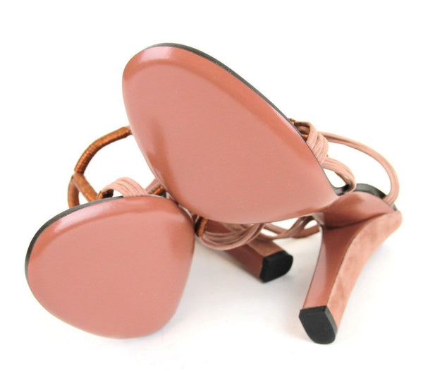 $750 NIB Gucci 309668 Rose Anita Metallic Leather/Suede Sandals EU 40 / US 10 - Dallas Designer Handbags