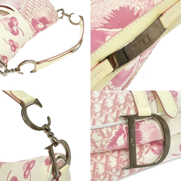 Christian Dior Saddle Trotter Hand Bag Pink Canvas Italy
