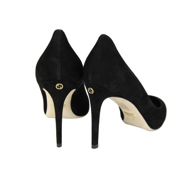 Gucci Heels Black Suede Interlocking - Gucci Shoes Women - Online