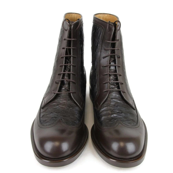 Gucci Men's Ostrich Leather Lace-up Ankle Boots - low prices boots
