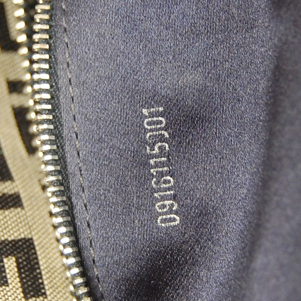 Fendi Zukka Pattern Hand Bag Navy Gray Canvas Leather Vintage Italy TT117
