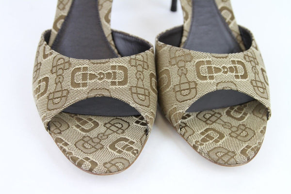 Gucci Sandals Beige Canvas Horsebit - Gucci Women - front view