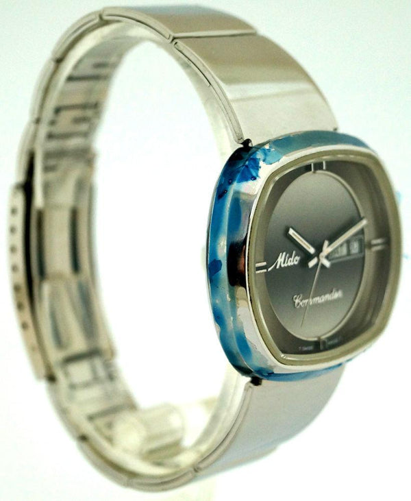 NEW Rare Mens Mido Commander 8669 Automatic Gray SS Day/Date Swiss Watch