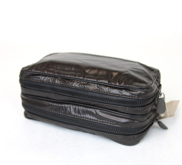 $695 NWT Bottega Veneta 245371 Men's Brown Nylon Small Travel Case Pouch Bag - Dallas Designer Handbags