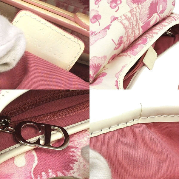 Christian Dior Saddle Trotter Hand Bag Pink Canvas Italy