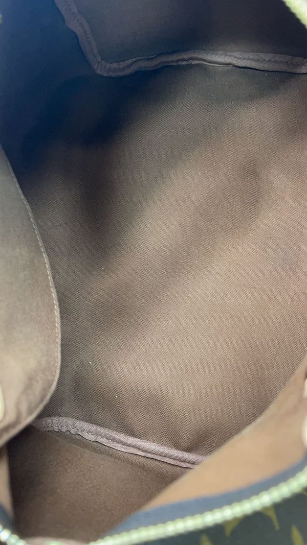 LOUIS VUITTON Speedy 35 Bandouliere Monogram Canvas Satchel Bag Brown