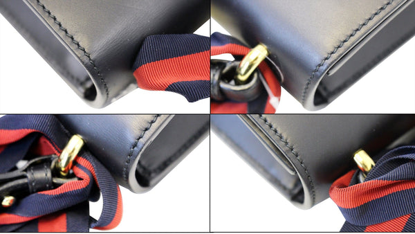 GUCCI Black Calfskin Leather Small Sylvie Shoulder Bag