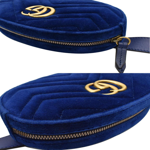 GUCCI GG Marmont Matelasse Velvet Belt Bag Blue 476434