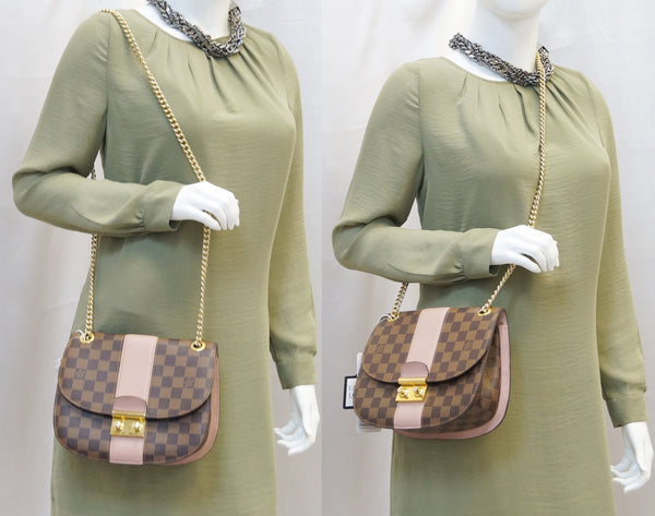 LOUIS VUITTON Damier Ebene Magnolia Wight Shoulder Crossbody Bag