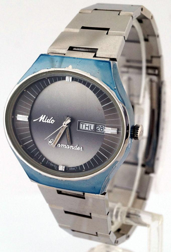 Mido Commander 8689 Automatic Gray SS Day/Date Swiss Watch