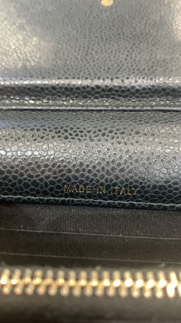 CHANEL Golden Class Caviar Leather Wallet on Chain Bag Black