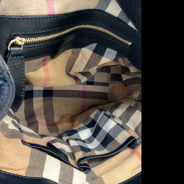 BURBERRY Bridle Lynher Calfskin Leather Tote Shoulder Bag Black