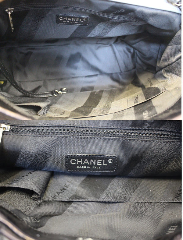 Chanel Tote Bag Black Leather 2 Way For Women - interior
