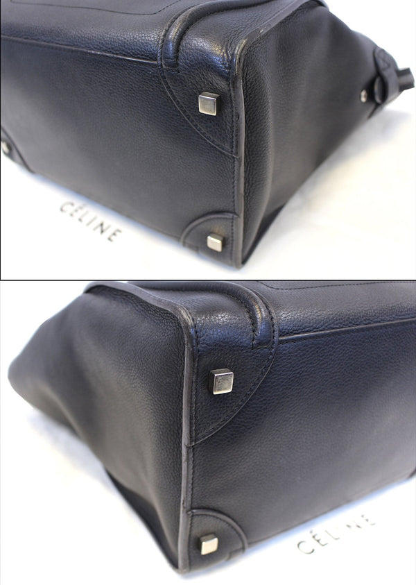 Celine Black Leather Mini Luggage Bag-Bottom