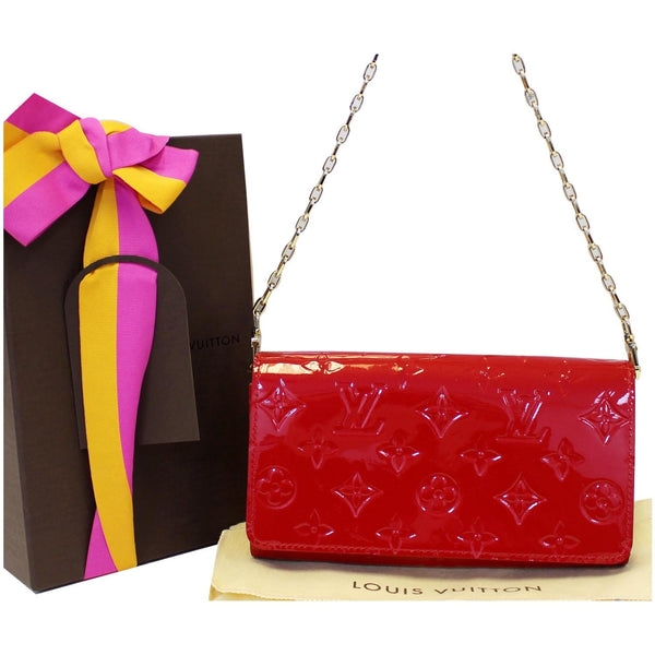 LOUIS VUITTON Sarah Vernis Leather Chain Wallet Red-US