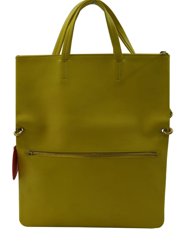 Celine Folded Hippo 3way Yellow White Leather Tote Shoulder Bag