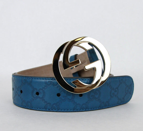 Gucci Teal Guccissima Leather Interlocking G Buckle Belt 114876 4618 (80/32)